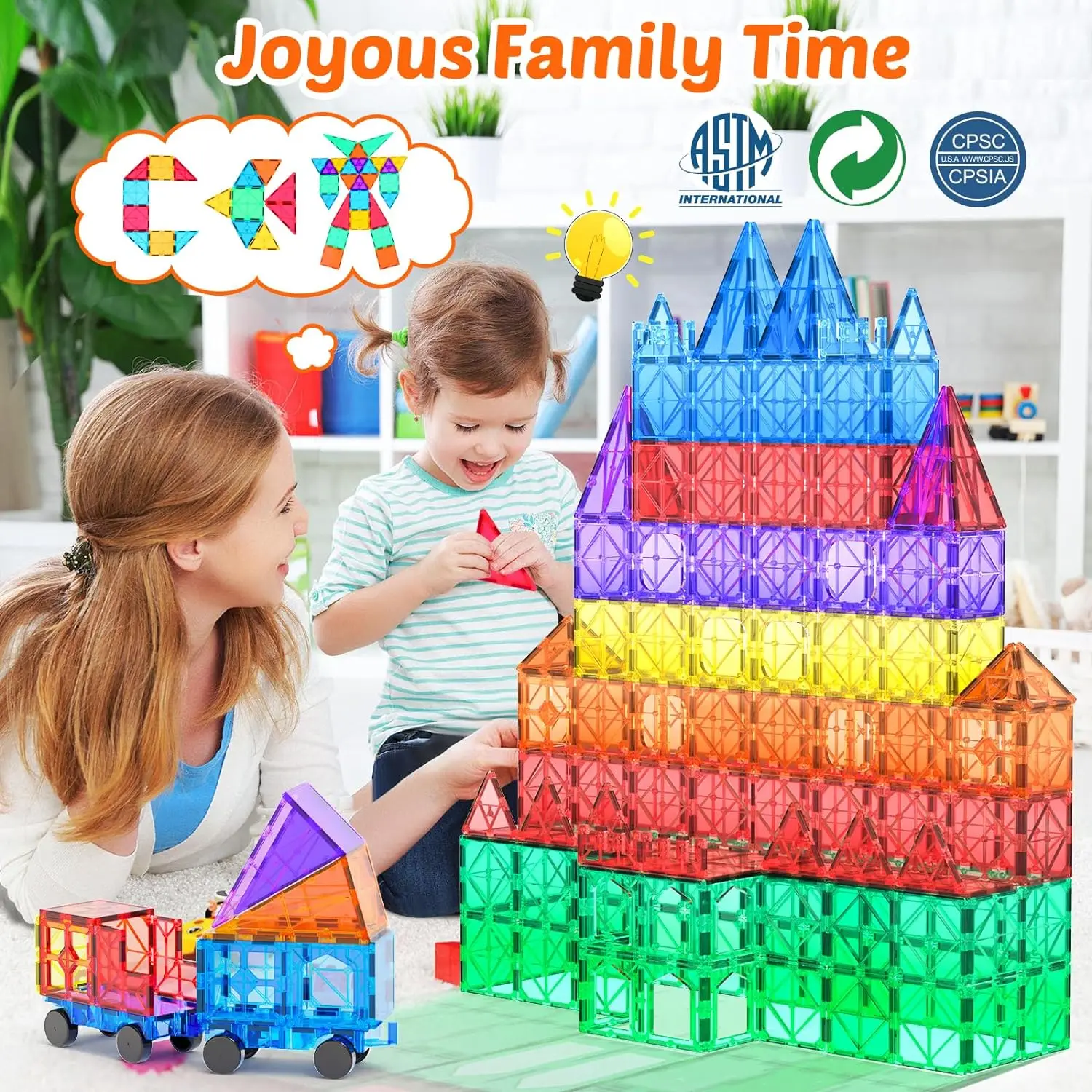 100pcs/box Educational Magnetic Toys 3D Magnetic Tiles for kids magnetic building blocks