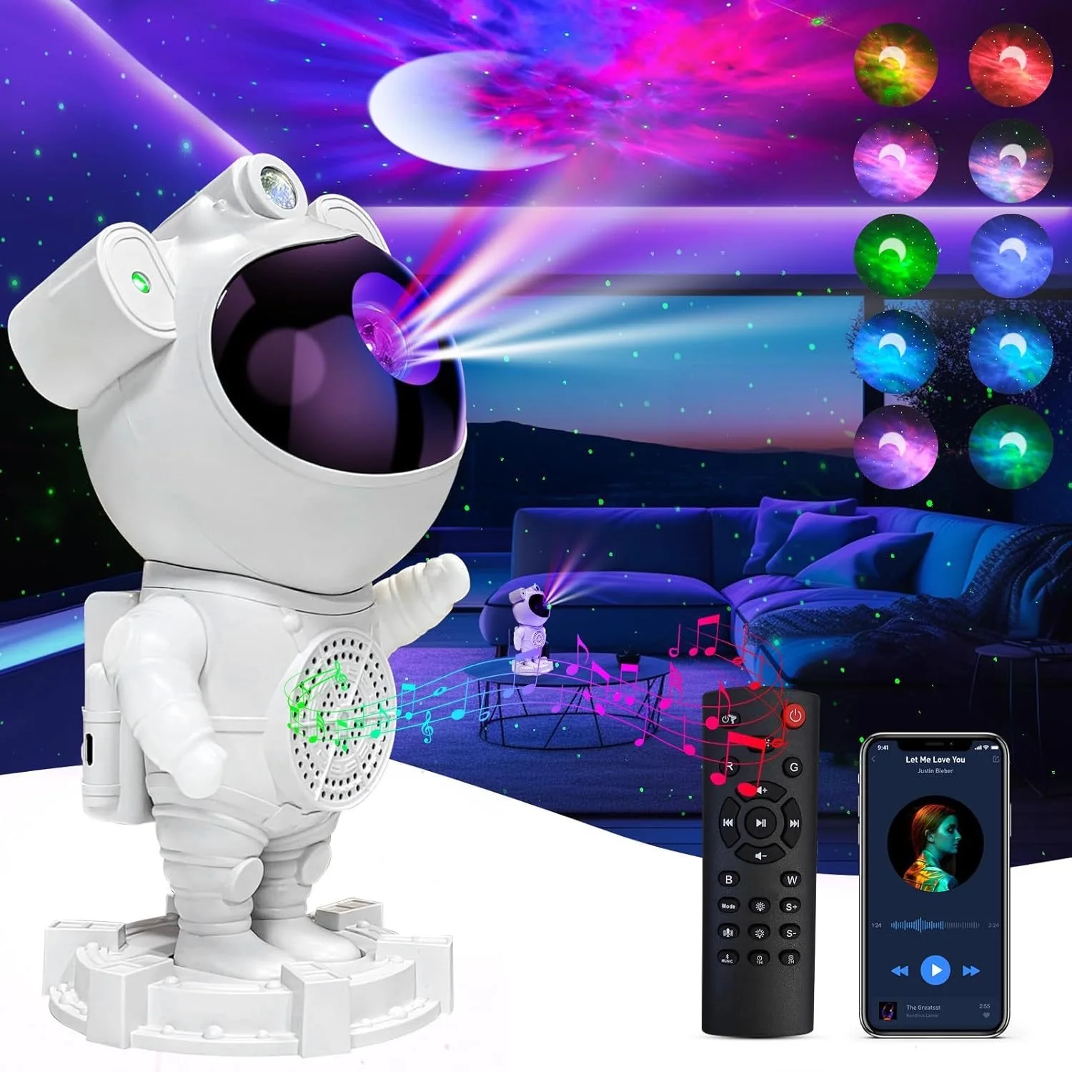 2024 Newest New Astronaut Table Lamp Astronauts Light Kids Star Night Light Projector USB RGB Remote Control Projector Lamp