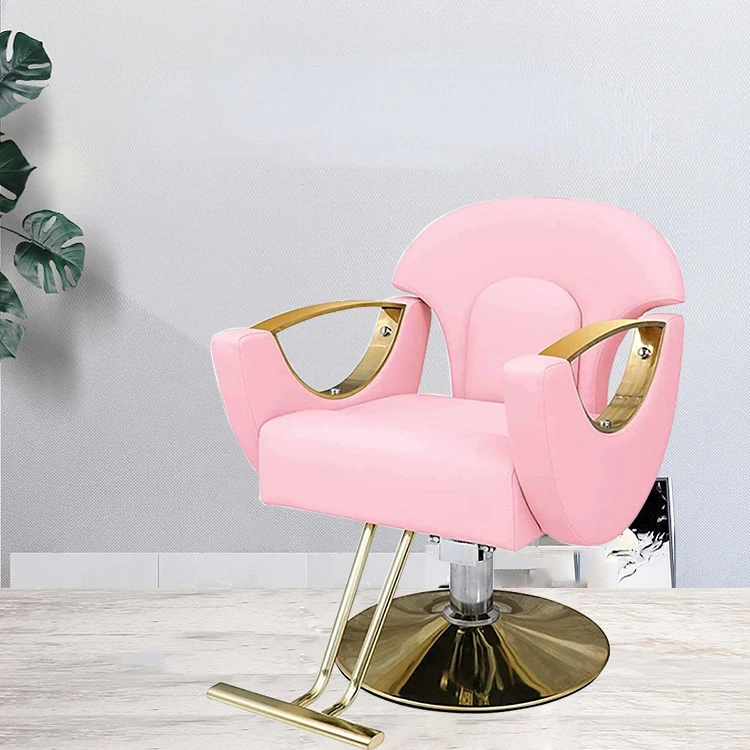 China Modern Hair Salon Furniture Beauty Makeup Styling Hairdressing Barber Chair Luxury Black and Gold Salon Chairs