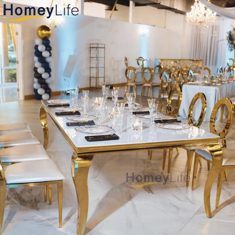 Luxury glossy wedding main table white long wedding tables for wedding furniture