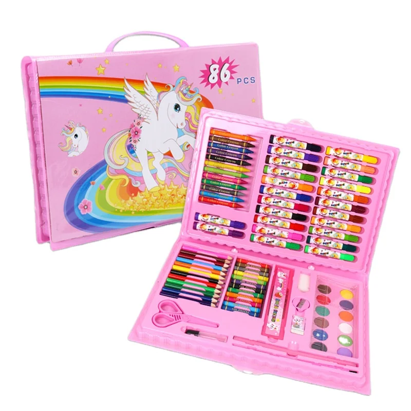 86pcs Drawing Art Set for Kids Painting Customized Box Packing Plastic Color Material Origin Type Writing Colourful Place