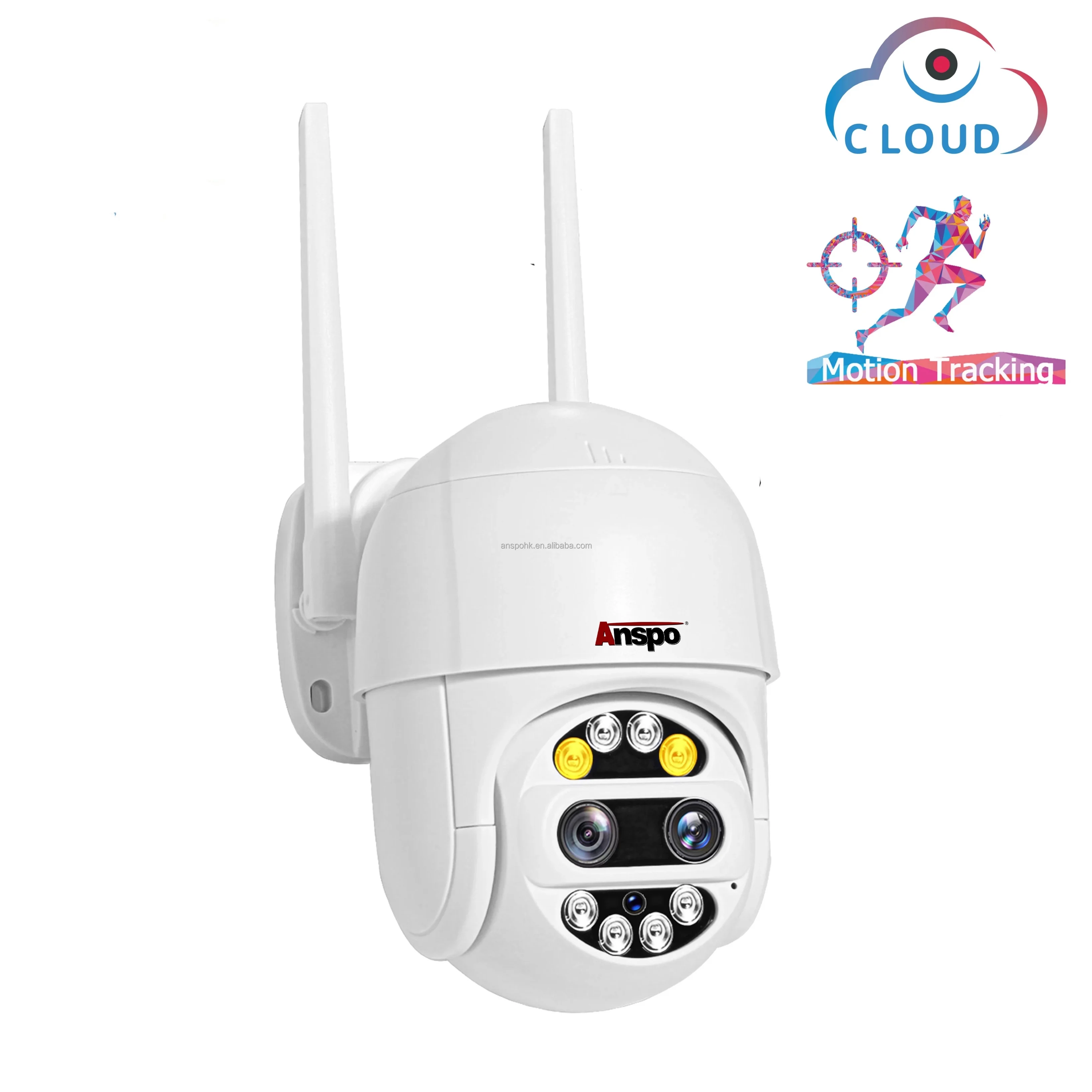 2MP HD dual-lens speed dome PTZ camera with motion tracking sound and light alarm function PAN-TILT 4x telephoto lens camera