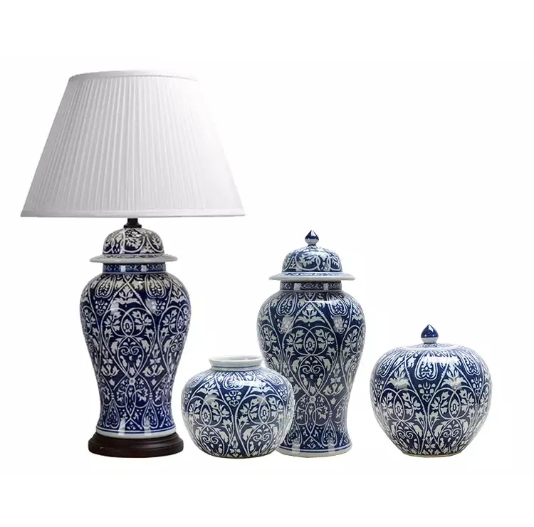 Керамическая лампа jingdezhen оптовая продажа китайская керамическая ваза ручной работы настольная сине-белая фарфоровая