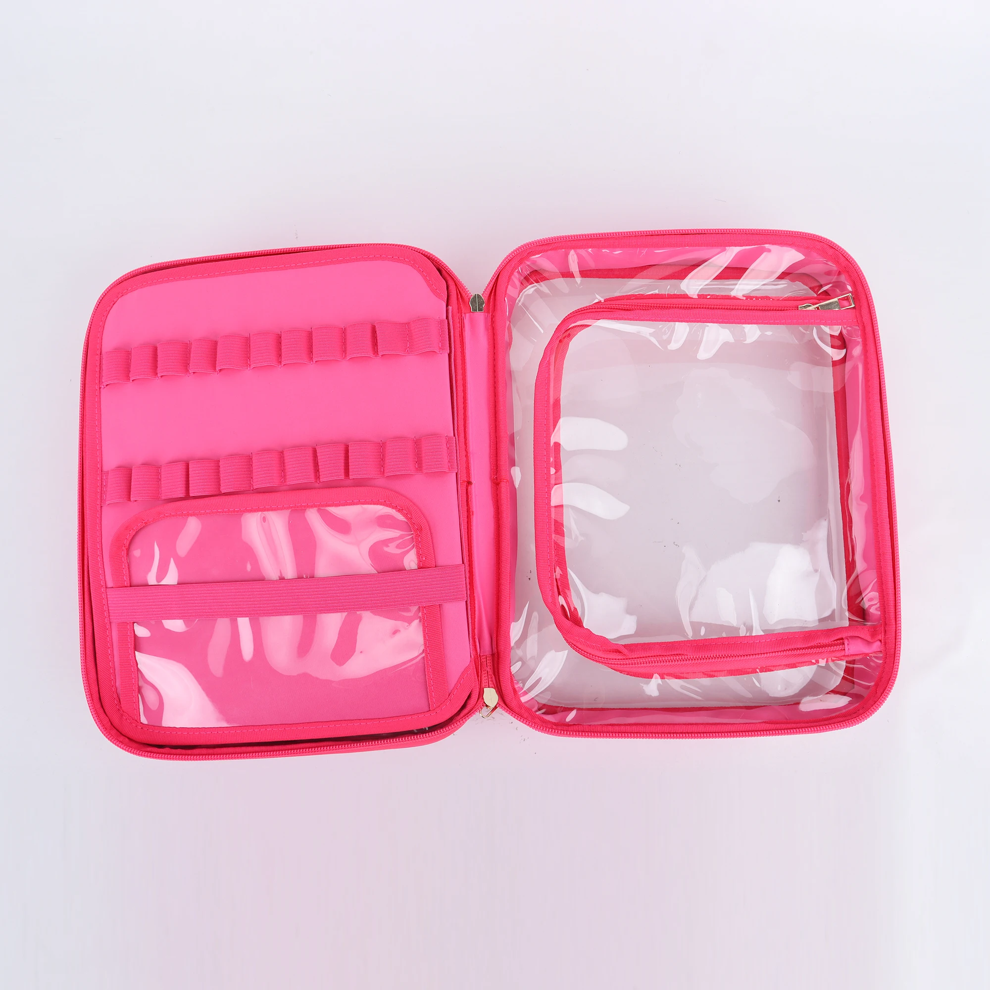 High Quality Multifunction Double Handles PVC Zipper Toiletry Bag Travel Clear Makeup Bag Cosmetic Bags Cases