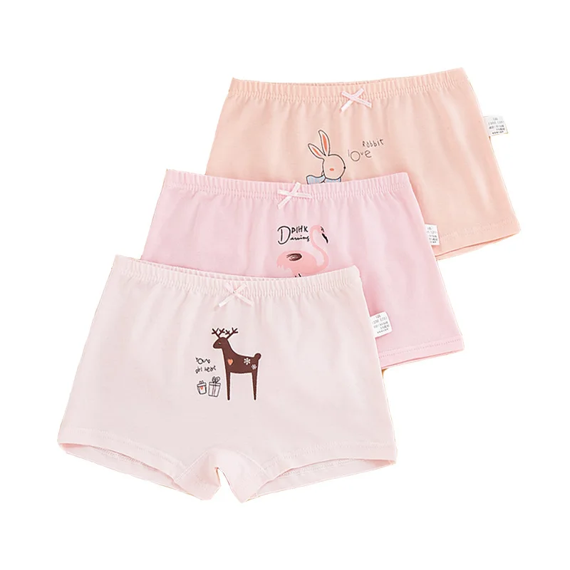 Повседневные Удобные мягкие розовые бесшовные боксеры для маленьких девочек
