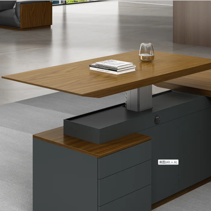 Modern office furniture high end L shape office desk manager  Boss executive desk electric lift able height adjustable