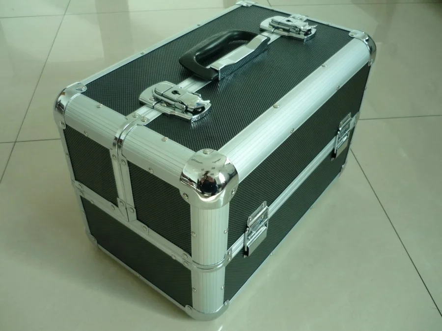 Fashion Style and Black Aluminum material Makeup tool case /Korean Multilayer Professional Cosmetic case