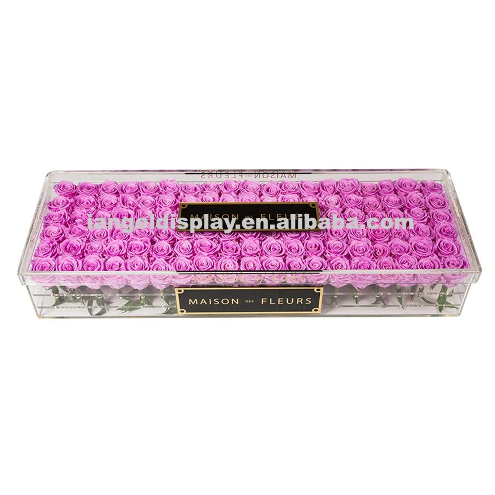 Iangel clear acrylic flower rose box packaging