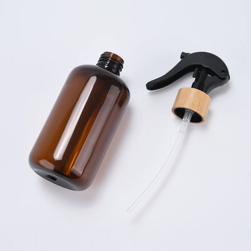 empty Hotel Supplies cosmetic container eco friendly Wheat Straw Biodegradable Plastic bottle with bamboo trigger sprayer