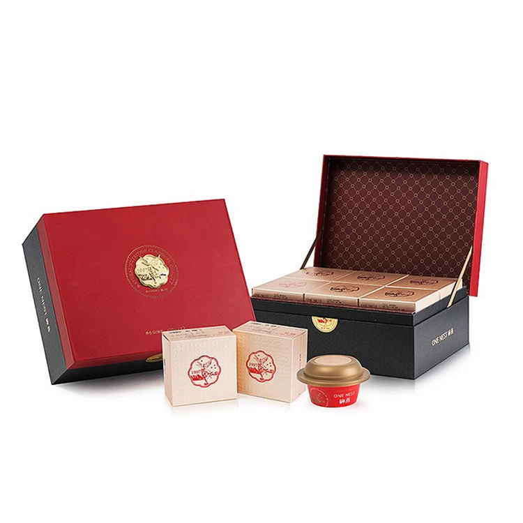 
OEM Custom High End Malaysia Bird Nest Food Bottle Gift Packaging Strong Shipping Embossed Paepr Boxes For Pregnancy Nutrition 