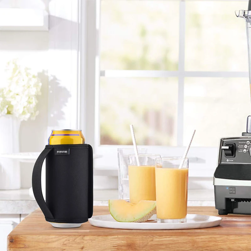 Neoprene Drink Can Insulator Sleeve Slap Wrap Can Cover Anti-Slip Insulated Can Cooler Cover Bottle Holder with Handle for 12 oz