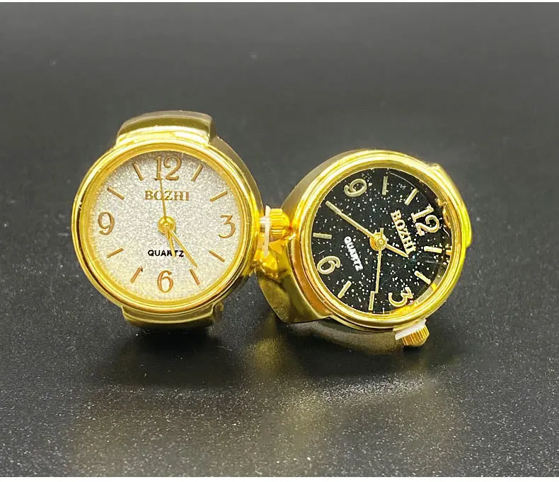 Finger Ring Watch  Round Dial Elastic Quartz Antique Finger Ring With Watch Mini Size Gift for Student