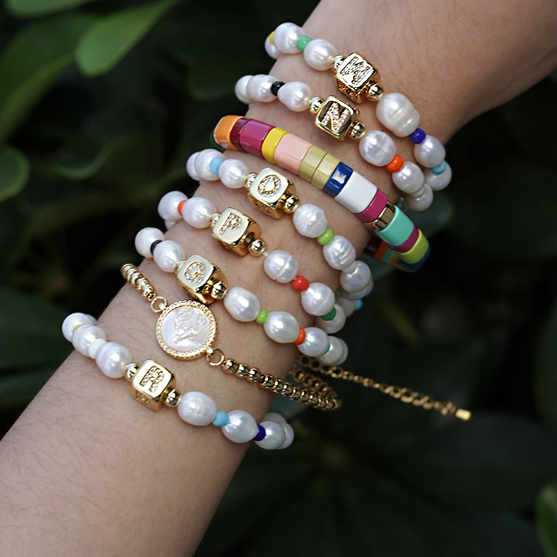 Joyeria perlas 2021 нержавеющая сталь joyeria с pulseras de perlas y plata pulsera perla de goma de Brazil