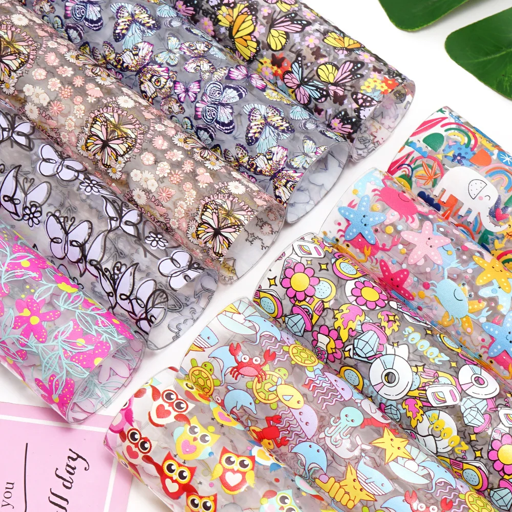 30CM*120CM Designer Custom Transparent Vinyl Sheer Film PVC Leather For Cosmetic Organizer Bags Bows