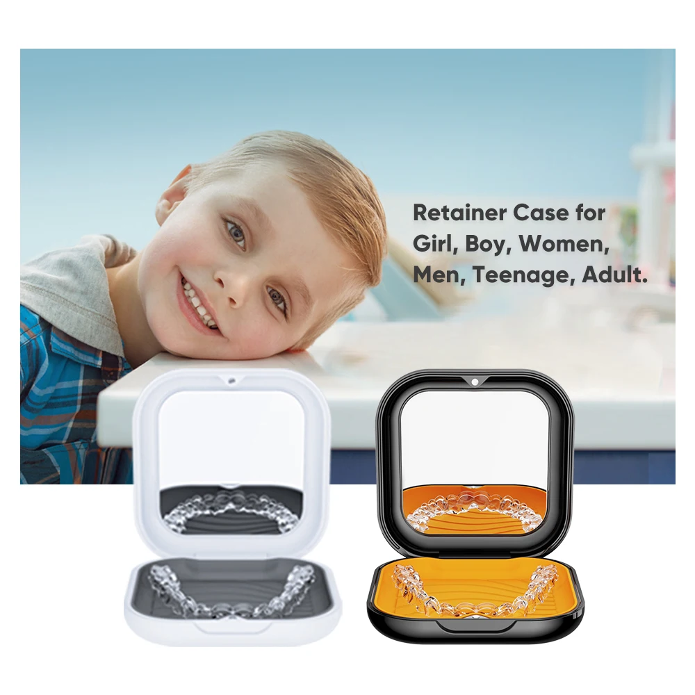 Invisible Storage Box Black white Magnetic Aligner Case Denture Retainer Box for Denture Teeth Mouth Guard Storage Shape Box