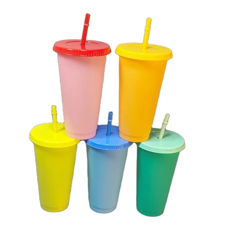 Hot Selling Cold Water Cup 16oz 24oz clear Color Changing Cups Confetti Magic Acrylic Tumbler With Straw and Lid