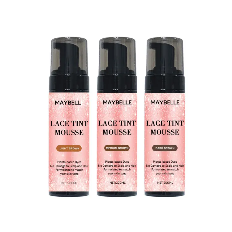 Low MOQ Private Label Lace Tint Spray Mousse Hair Lace Tint Mousse Light Medium Dark Brown Color Lace Tint Mousse