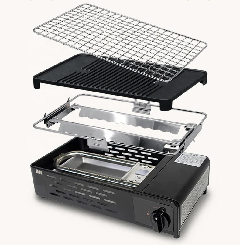 Outdoor Portable Cassette Stove Gas Barbecue Meat Stove Household Smokeless Gas Picnic Stove Grill