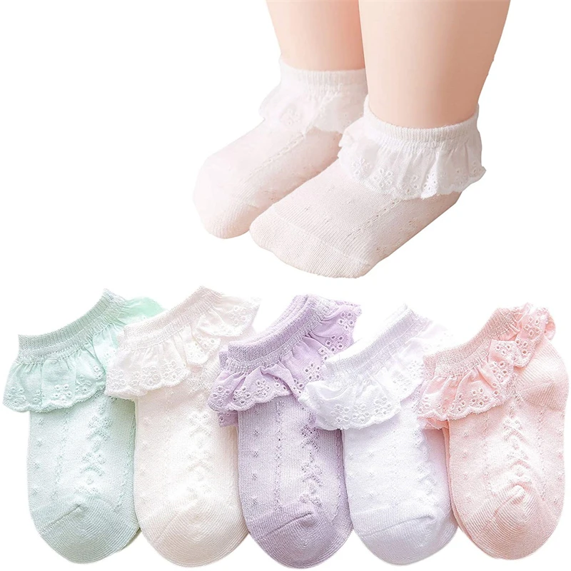 Новые летние хлопковые короткие носки карамельных цветов в стиле ретро с вышивкой кружевами и рюшами по щиколотку детские короткие носки принцессы для маленьких девочек