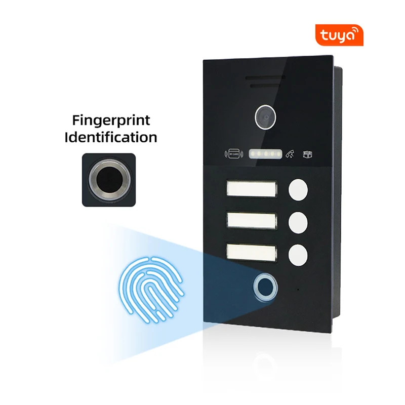 Tuya Smart App Control Ip Wifi Video Door Phone Intercom Doorbell Fingerprint Access Card Access DC 12V Support 4 Wire Cable