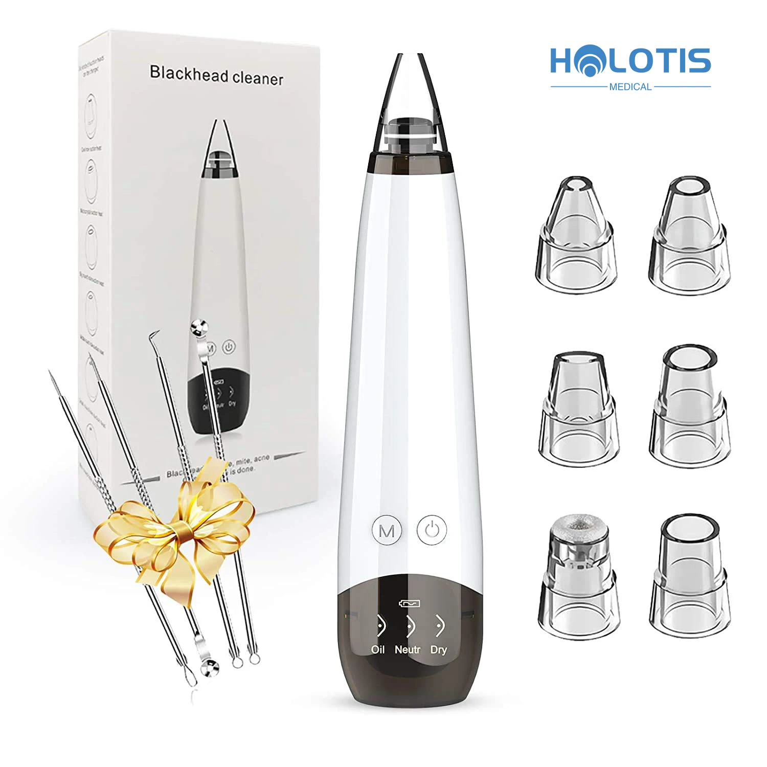 Holotis water gold acne vacuum blackhead remover cream mericka - blackhead remover comedone extractor tool kit 4pcs