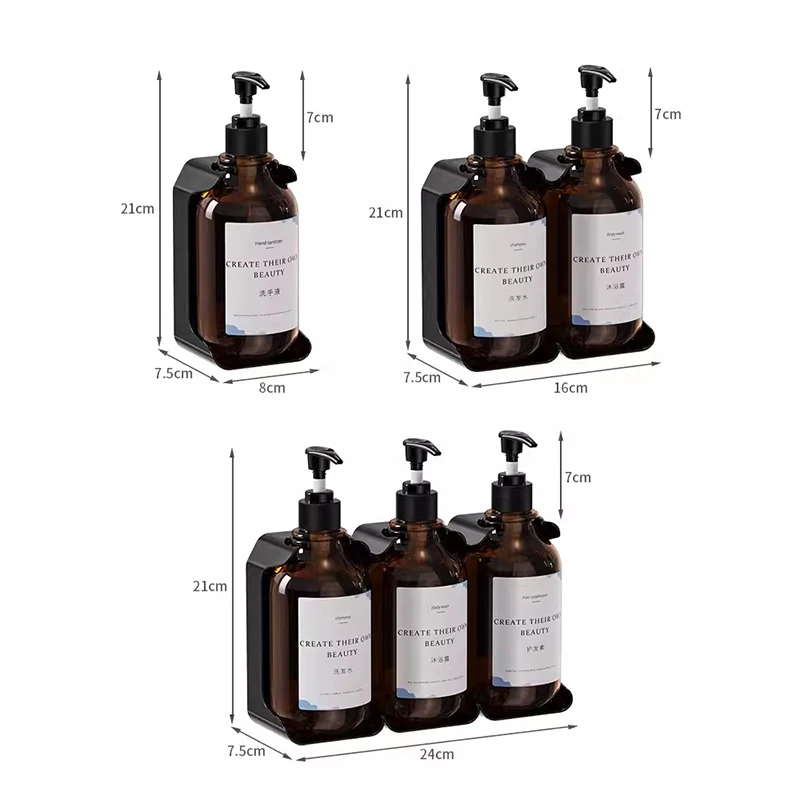 Hotel Bathroom 1500ml Triple wall mount Shower pump manual 3 Shampoo and Conditioner Liquid Soap Dispenser Holder
