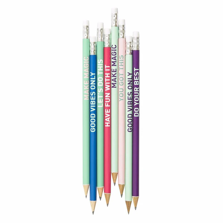 Best factory hot wholesale custom print text pencil set stationery school supplies standard HB 2B Wooden Pencils for children