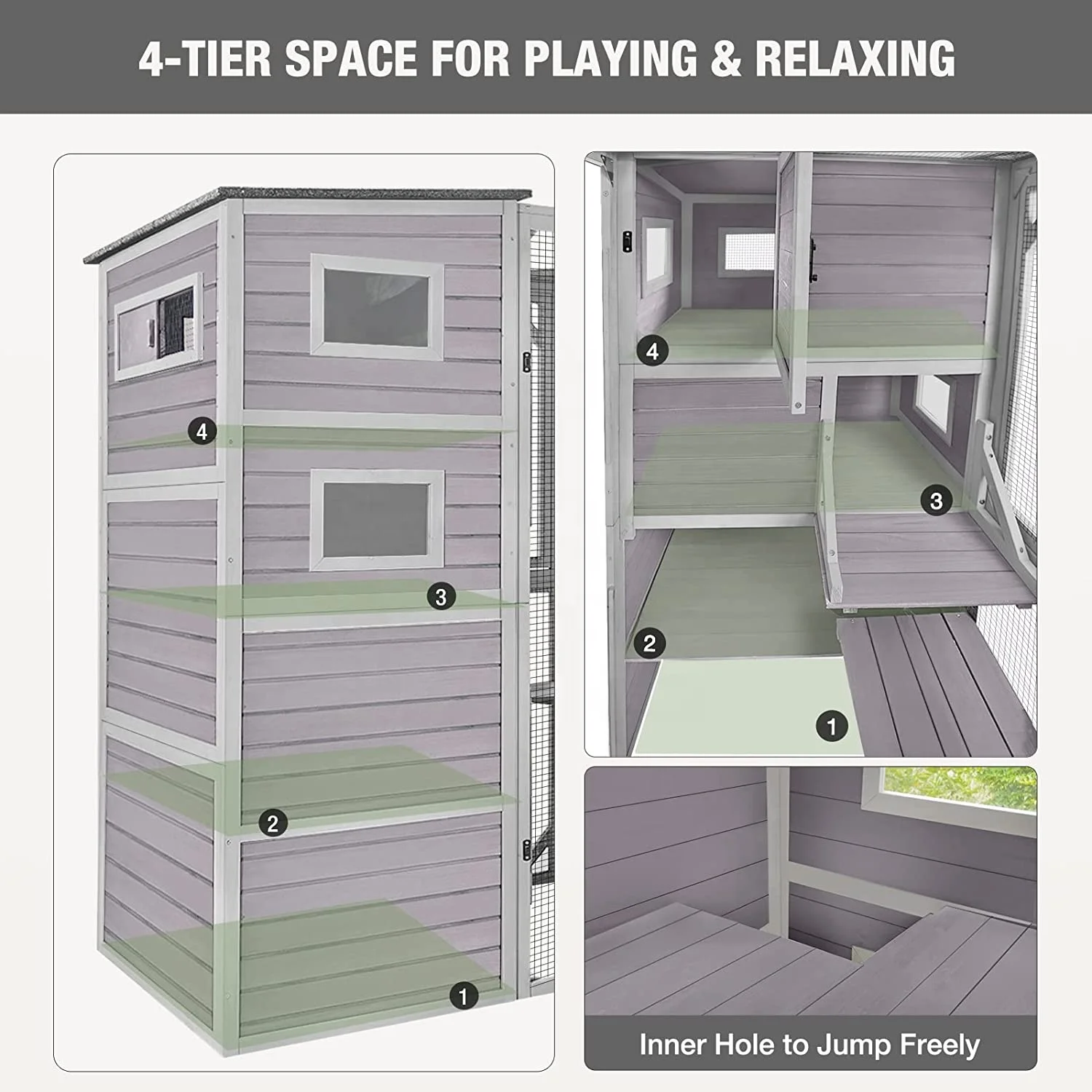 Hot Sale Outdoor Large Solid Wood Animal Pet Cage Wooden Cat House