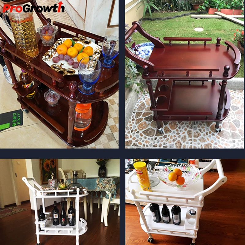 Hotel & Restaurant Supplies Solid Wood Trolley Delivery Cart Household Double Tier Drink Liquor Carts Wholesale
