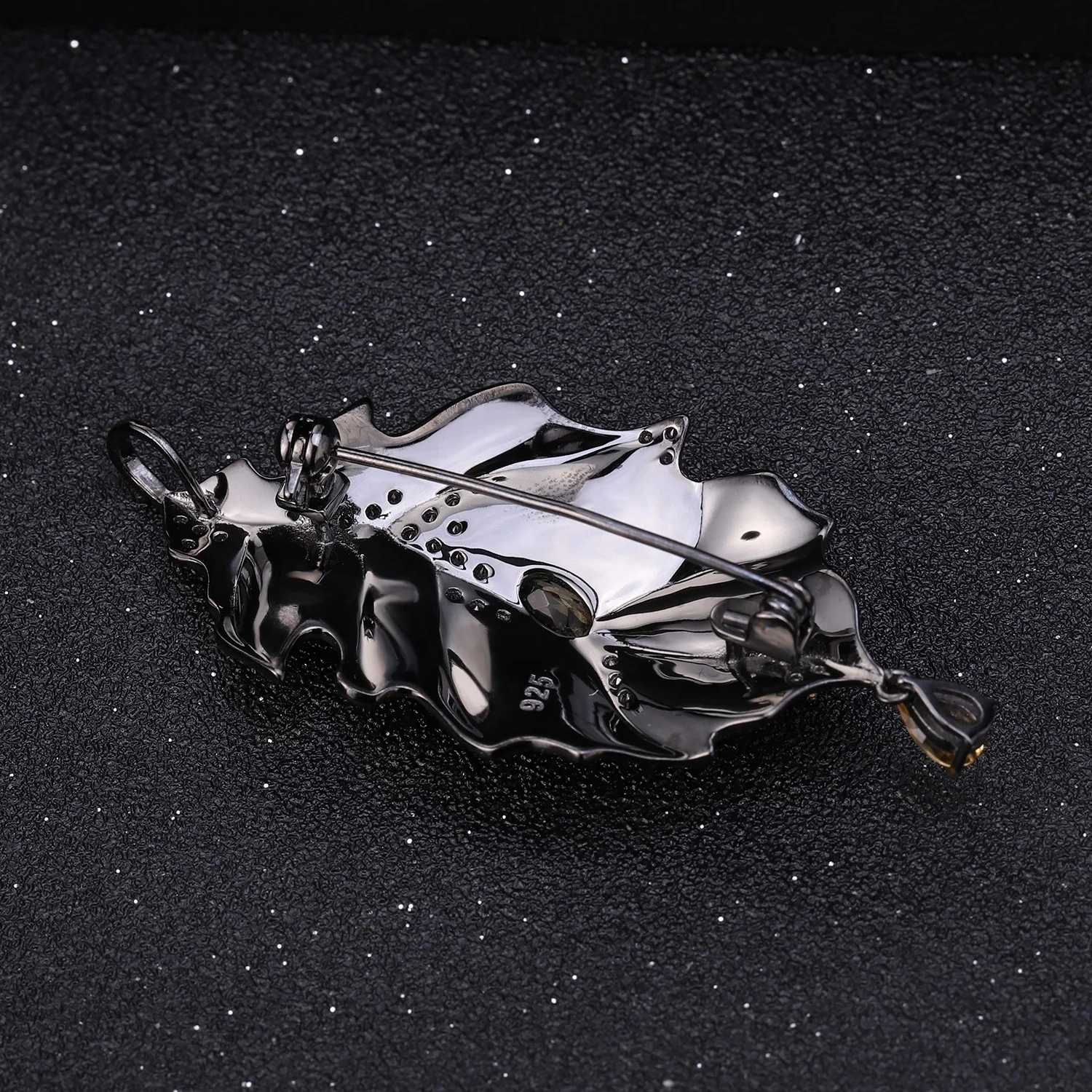 Abiding Brooch Pendent Natural Citrine 925 Sterling Silver Handmade Leaf Pendant Pin Brooches Women