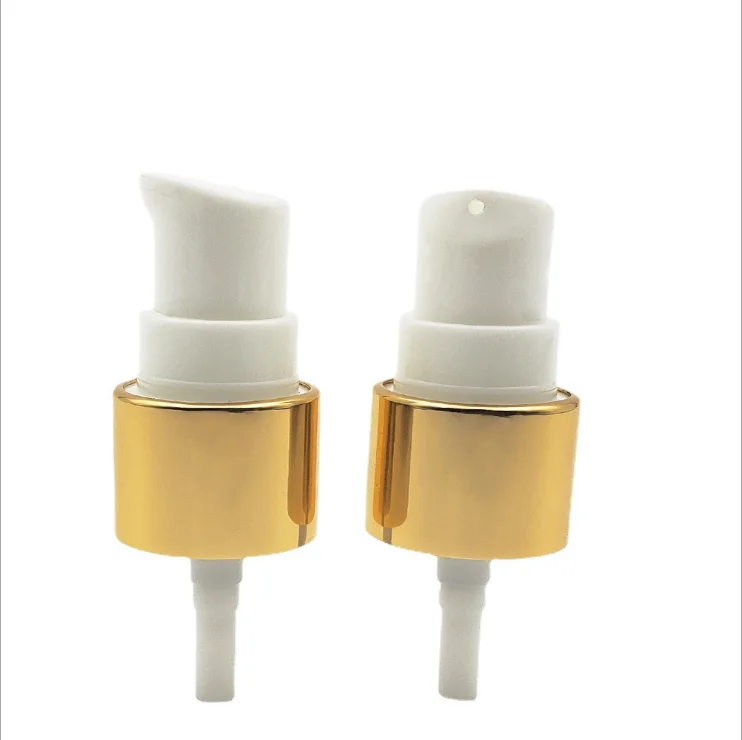 cosmetic cream pump bottle 50ml bottle pump head and skin cream bottle cap with cover Bright golden aluminum