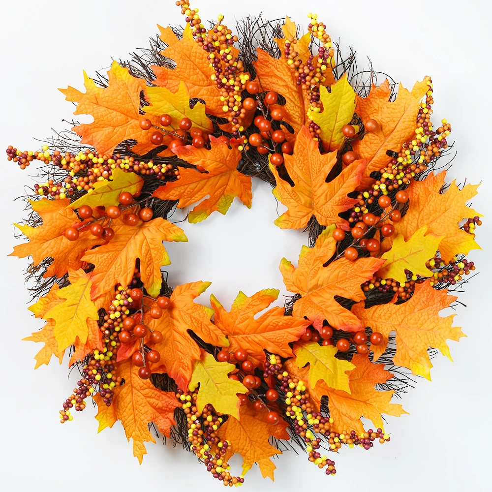 Autumn Thanksgiving wreath simulation maple leaf wreath ornament living room hanging decoration mall scene layout wreath