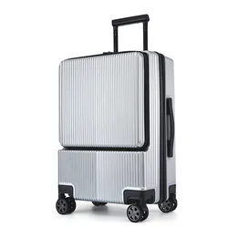 Business front opening suitcase computer boarding suitcase zipper closure side opening 20 inch rechargeable 24 inch luggage case