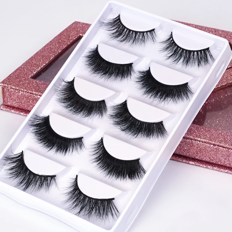 Faux Mink d Curl Strip Eye Lashes Wholesale Black 3d Natural Eyelash Packaging Box Private Label Custom Eye Lash Box Case