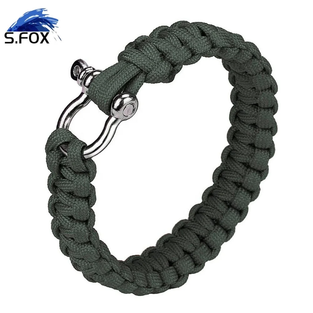 Wholesale Promotional Weaved Camo Polyester Rope U Shackle Paracord Survival Bracelet