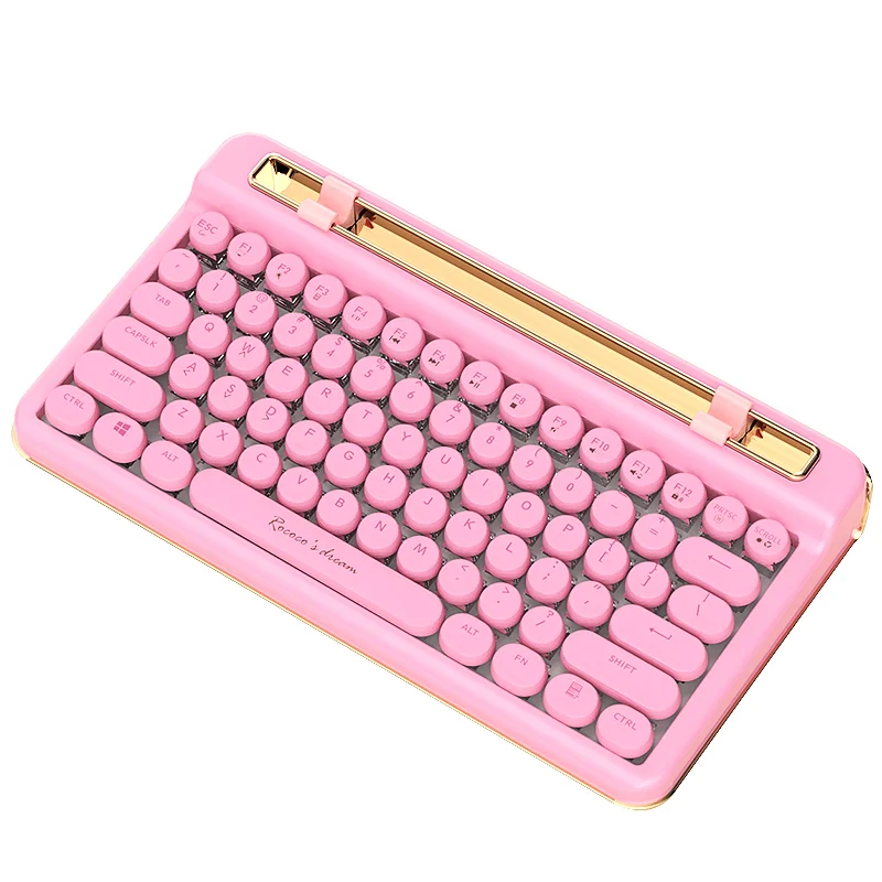 Rococo style backlit LED wired connection and wireless dual-mode zero-delay mechanical keyboard green version