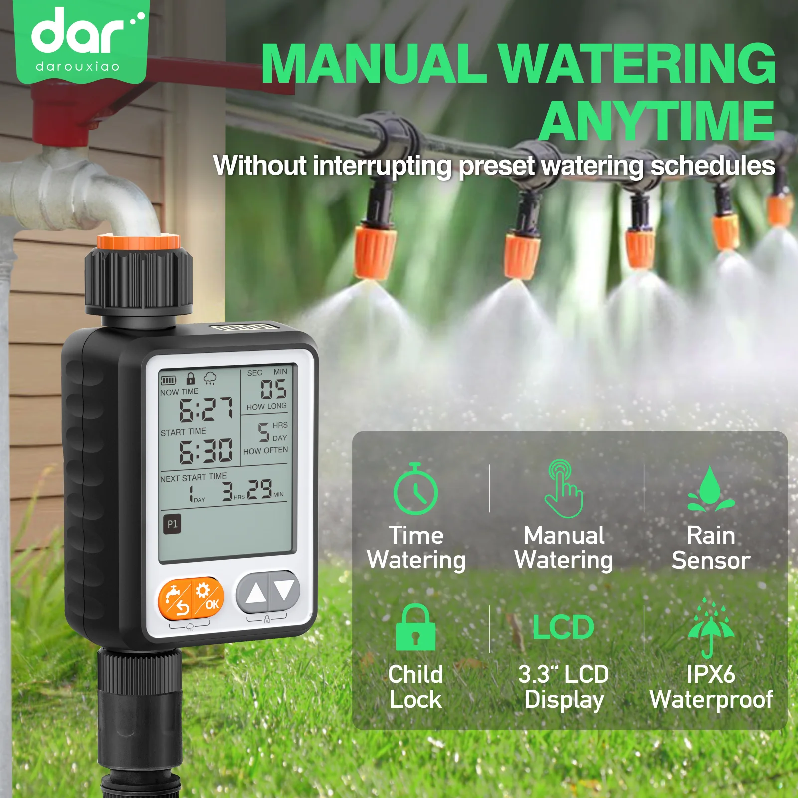 Garden Watering Timer Automatic Watering Device With 10 Program Individually Setup Watering Controller