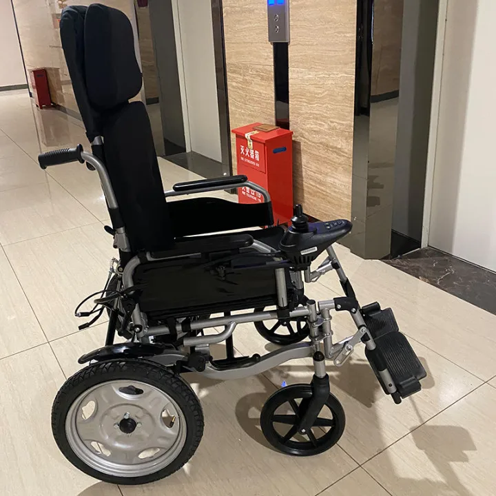 High Quality New Design Front Wheel Rim Folding Power Electric Wheelchair With 24v 12ah Battery