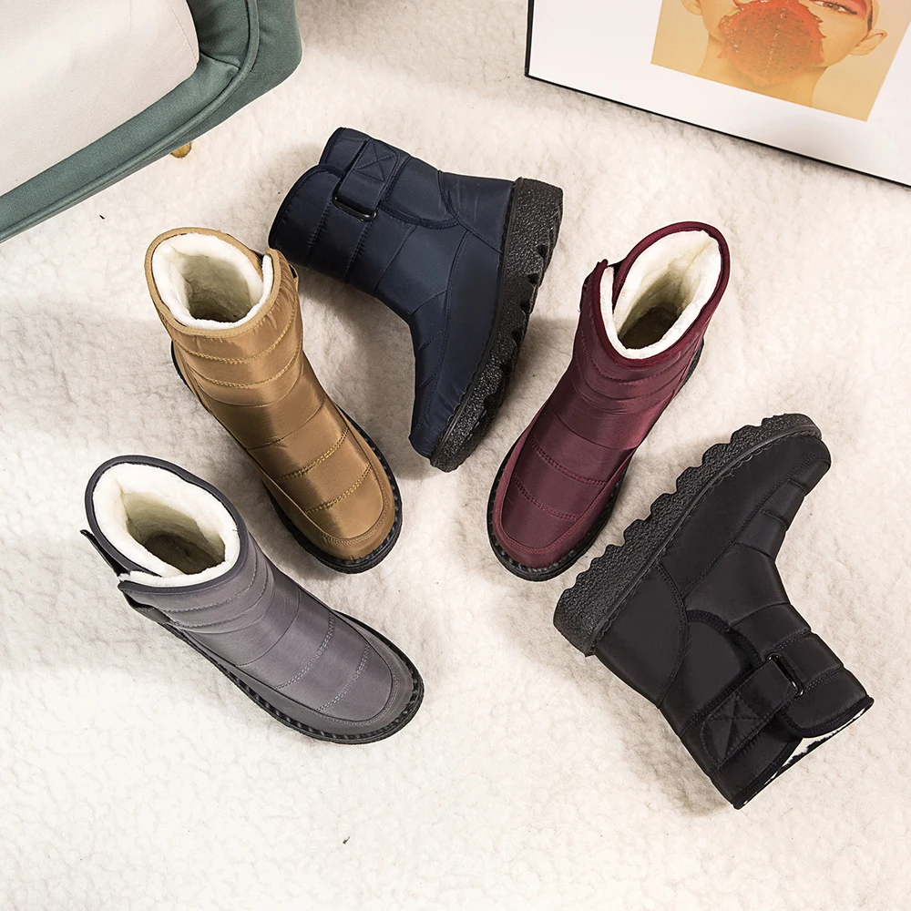 Snow Boots For Women Waterproof Soft shoe flat sole Winter Warm thickened plush Outdoor sports Women Keep Warm Snow Boots