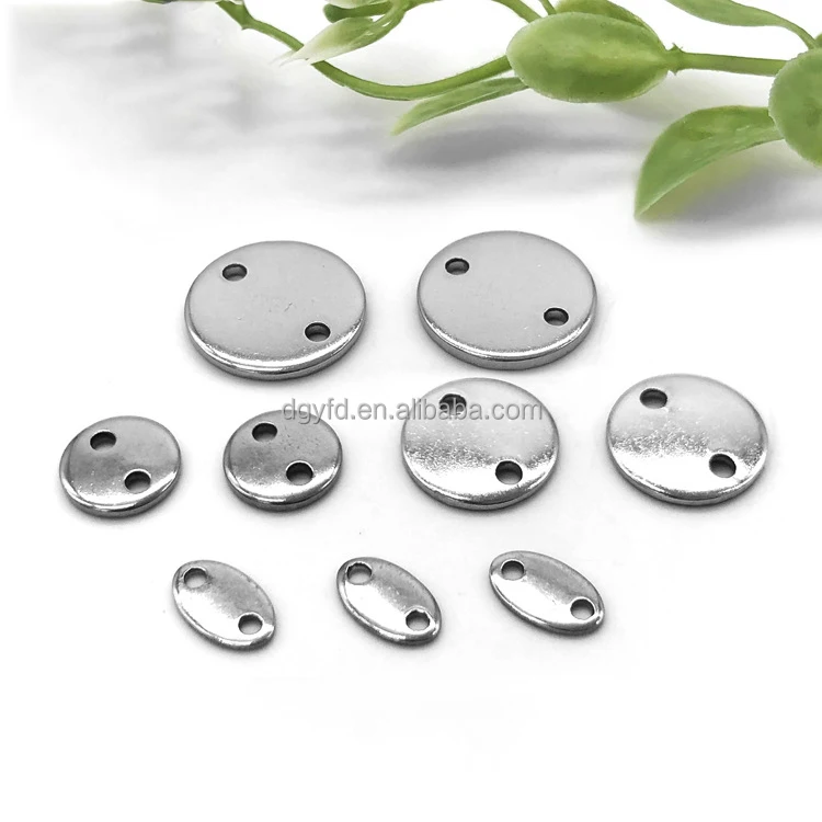 Jewelry Making DIY Findings Engraving Custom Size Stainless Steel 2 Hole Flat Oval Connector Blank Metal Logo Tags