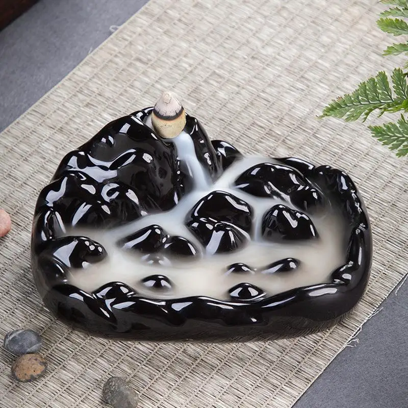 YunJing backflow incense burner ceramic crafts stone mill aromatherapy bergamot tower smoke road mountain water