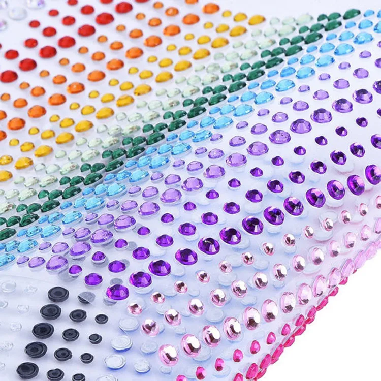 Wholesale Bling Multicolor Acrylic Rhinestone DIY Self Adhesive Sticker Sheet