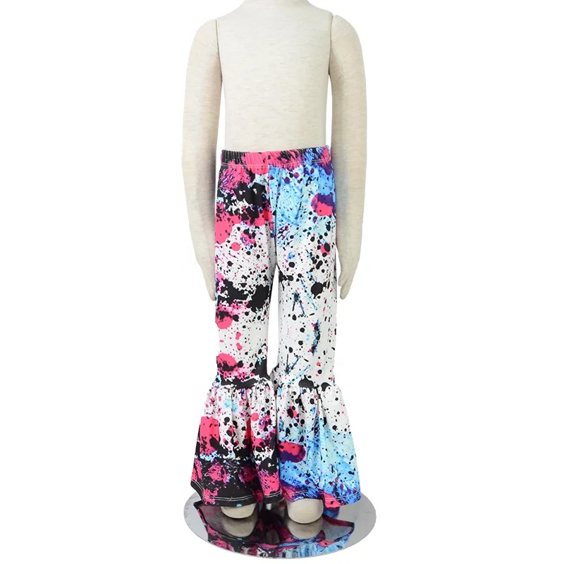 
Spring Kids splater Flare Pants Girls Wide Legging Pants For Girls Trousers boutique Baby Kids Bell Bottoms 