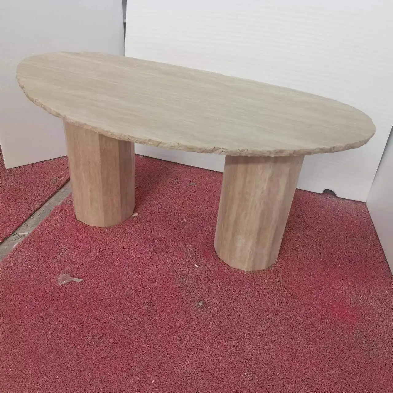 custom design natural edge oval irregular shape coffee table travertine ripple table