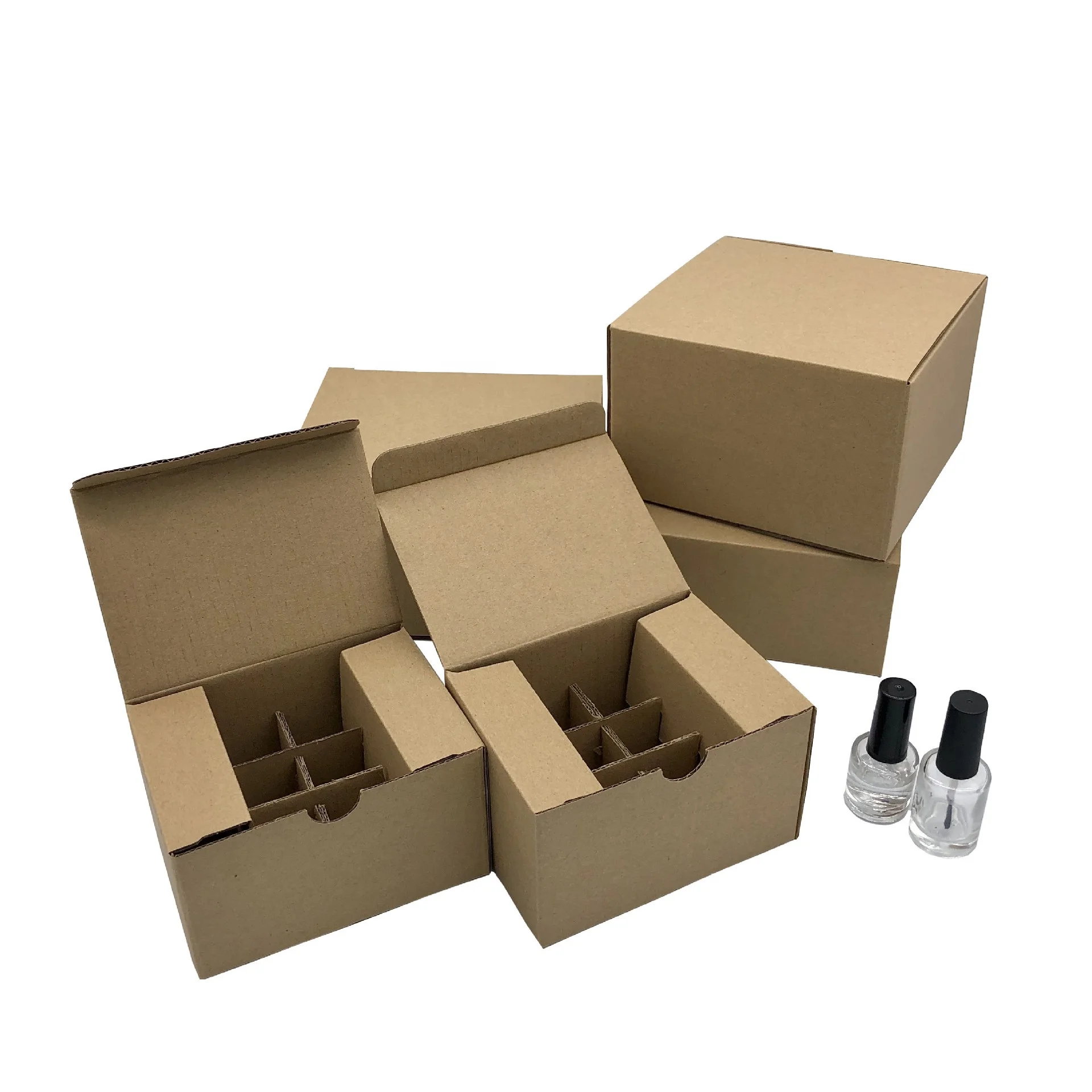 Custom Corrugated Cardboard Shipping Boxes  Essential Oil Bottle Paper Box Nail Polish Bottle Packaging Box With Divider