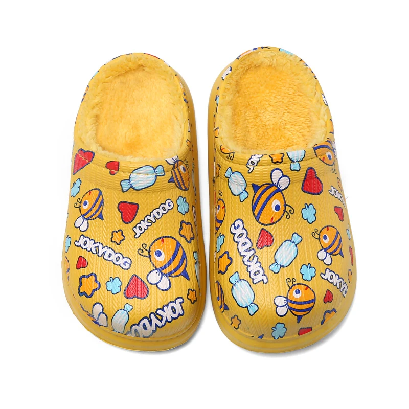 Зимние Модные теплые Нескользящие Детские тапочки с плюшевой подкладкой World Win, сандалии, сабо для детей
