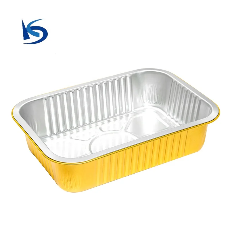 Заводской золотой большой прямоугольный одноразовый поднос для фаст-фуда для выпечки, алюминиевая фольга, крем-брюле, праздничное блюдо