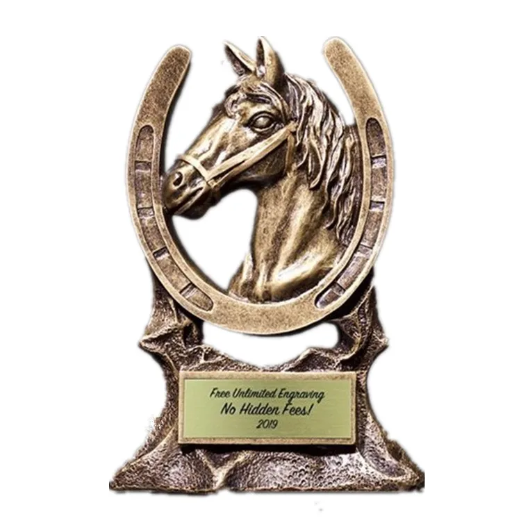 Resin antique horse hoof racing trophy statue