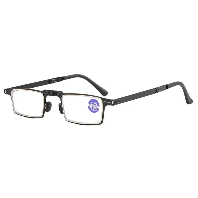 High quality Anti blue light metal folding foldable pocket Stainless steel frames Presbyopic Foldaway glasses reading glasses