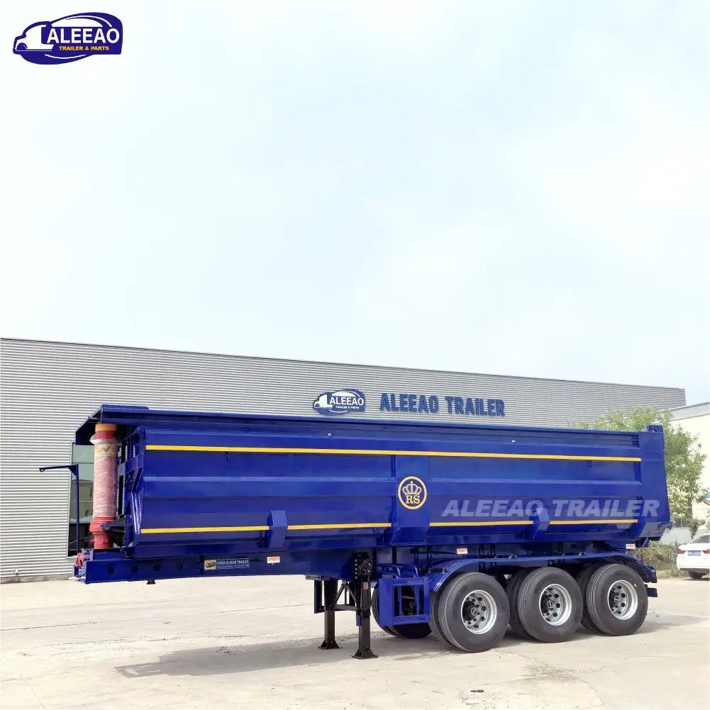ALEEAO 2 3 4 Axle 35 45 50 CBM U-shaped Rear Dump Trailer End Dump Tipper Semitrailer for Sale